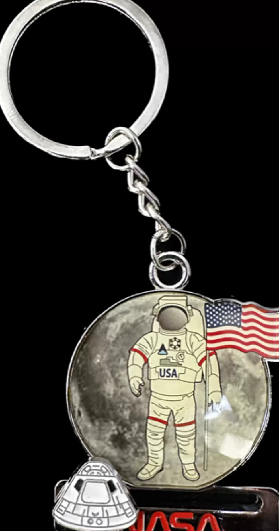 Flash Sale NASA Gear NASA Worm Logo - First Man on the Moon Keychain
